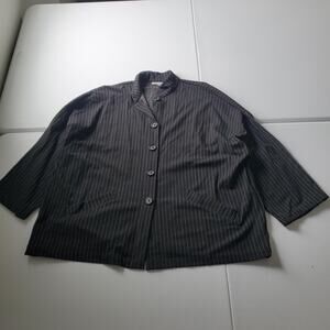 Bryn Walker Jacket Womens Medium Gray Pinstripe Knit Button Front Pockets USA